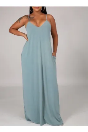 Light Green Simple Tunic Maxi Dress