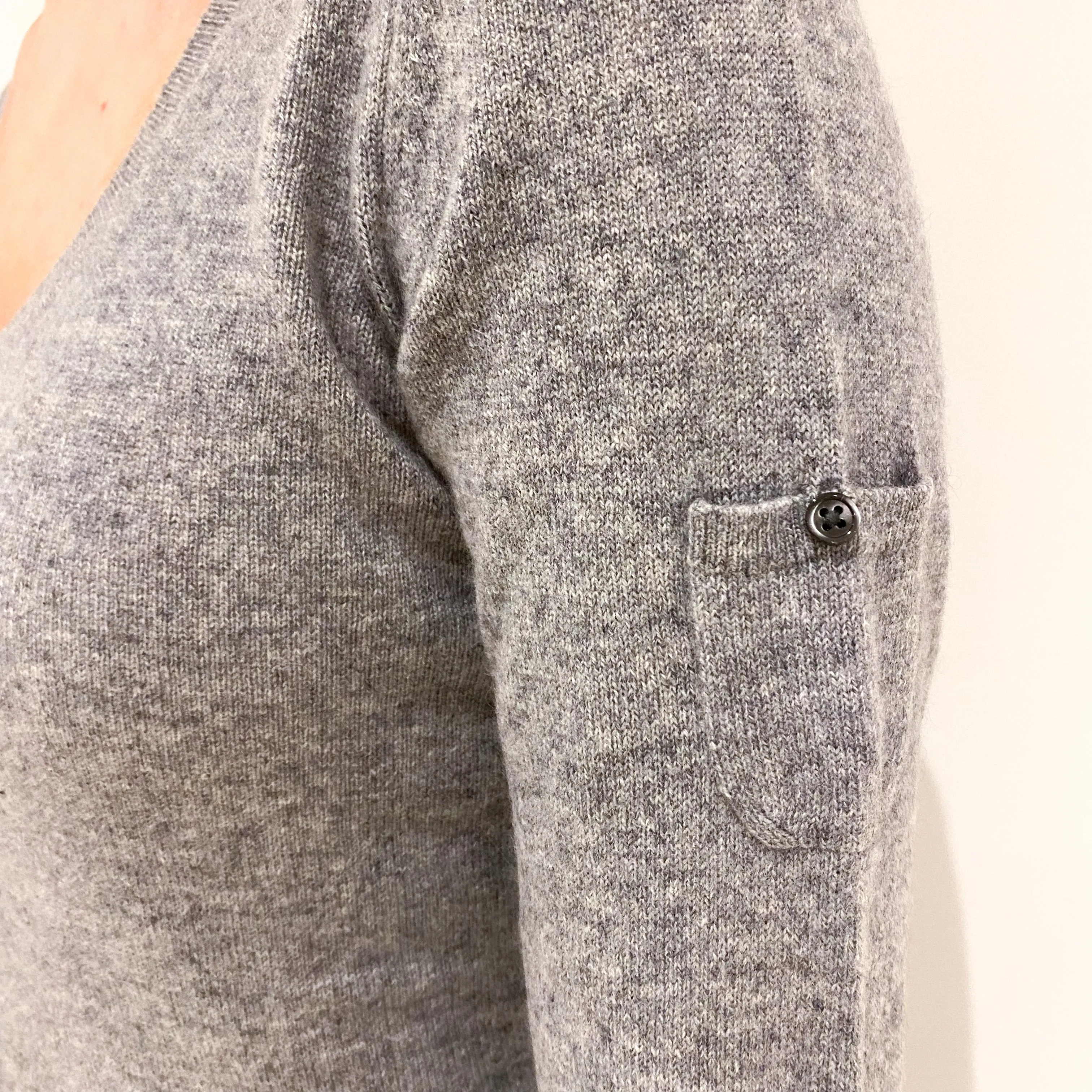 Light Grey Cashmere V-Neck Jumper Extra Small