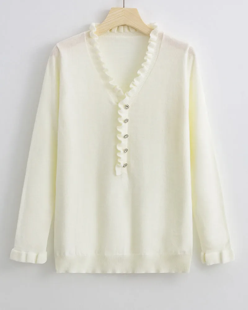 Marliès Paris Sweater | Eleganter Pullover mit einer Knopfleiste für Damen