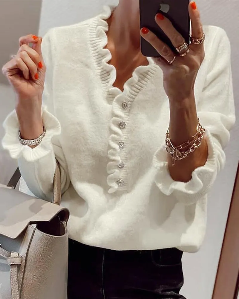 Marliès Paris Sweater | Eleganter Pullover mit einer Knopfleiste für Damen