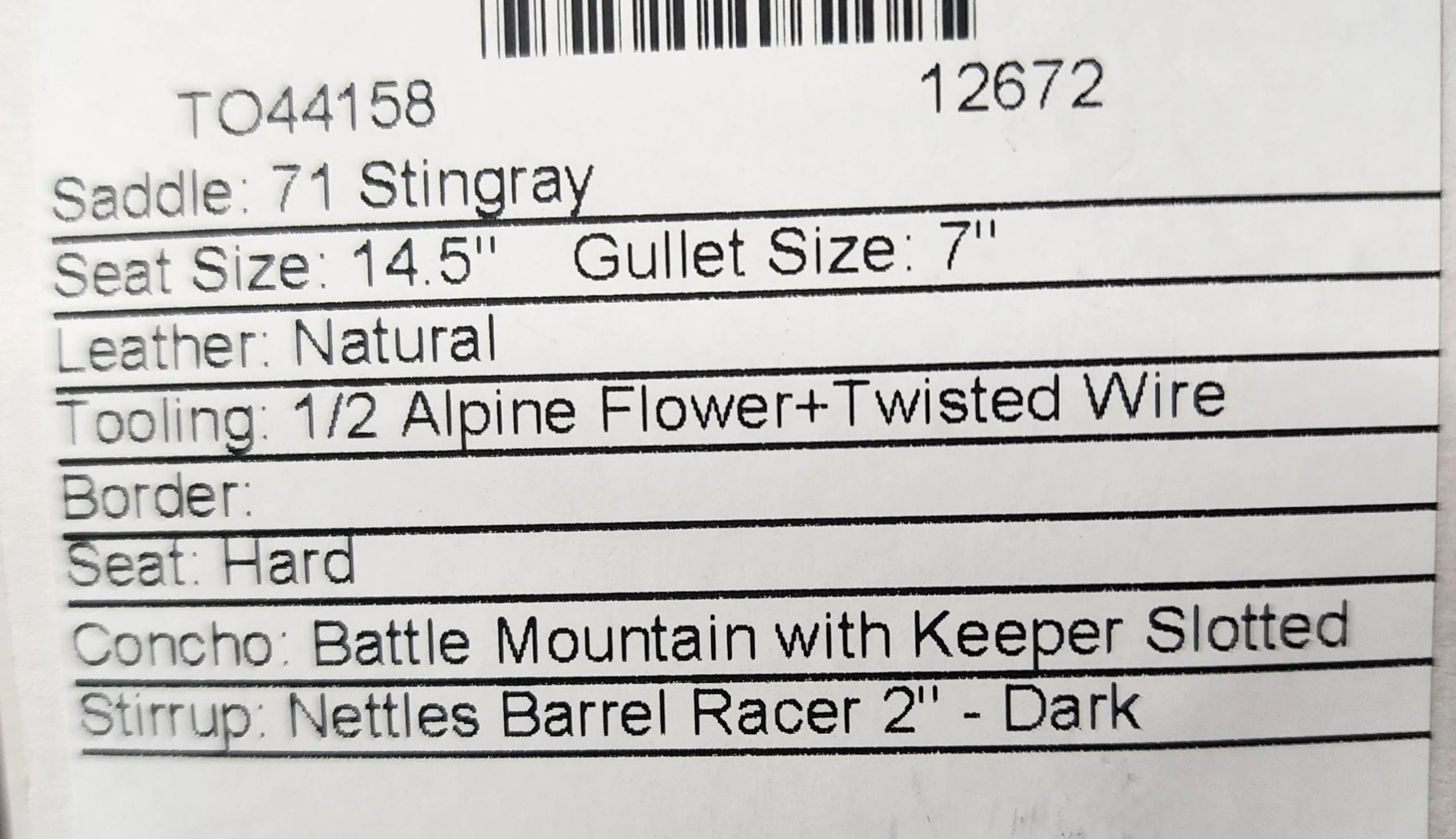 Martin Stingray 14.5" Barrel Saddle #12672