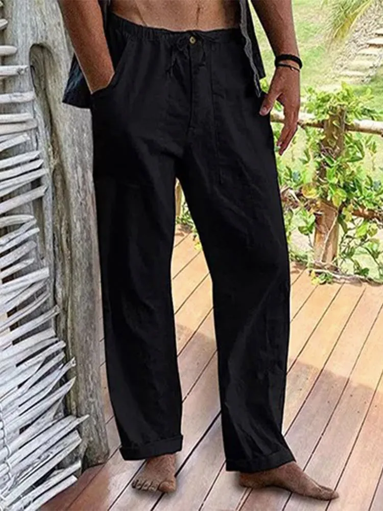 Men's Cotton Linen Pocket Pants
