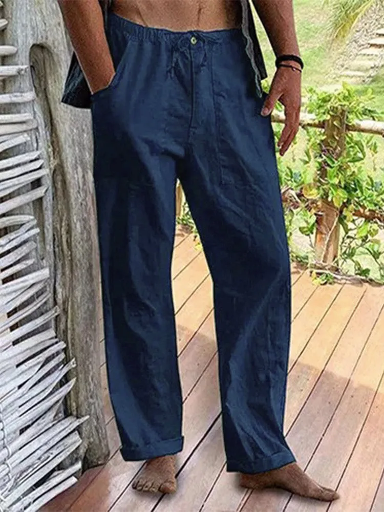 Men's Cotton Linen Pocket Pants