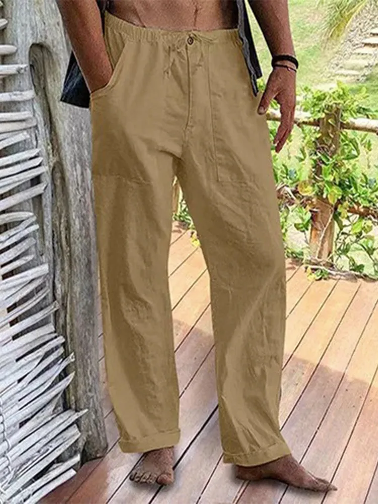 Men's Cotton Linen Pocket Pants