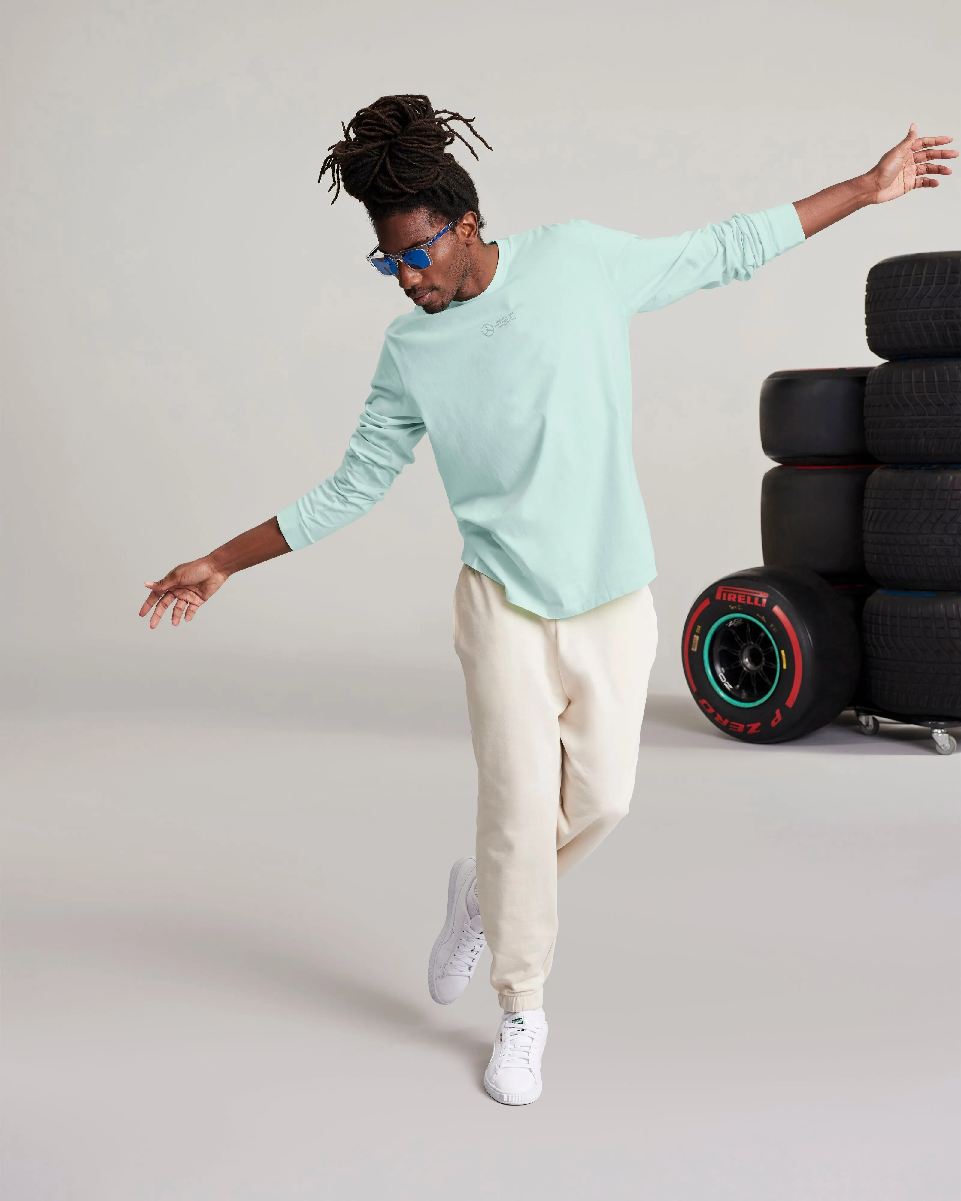 Mens Longsleeve Retro Tee Mint