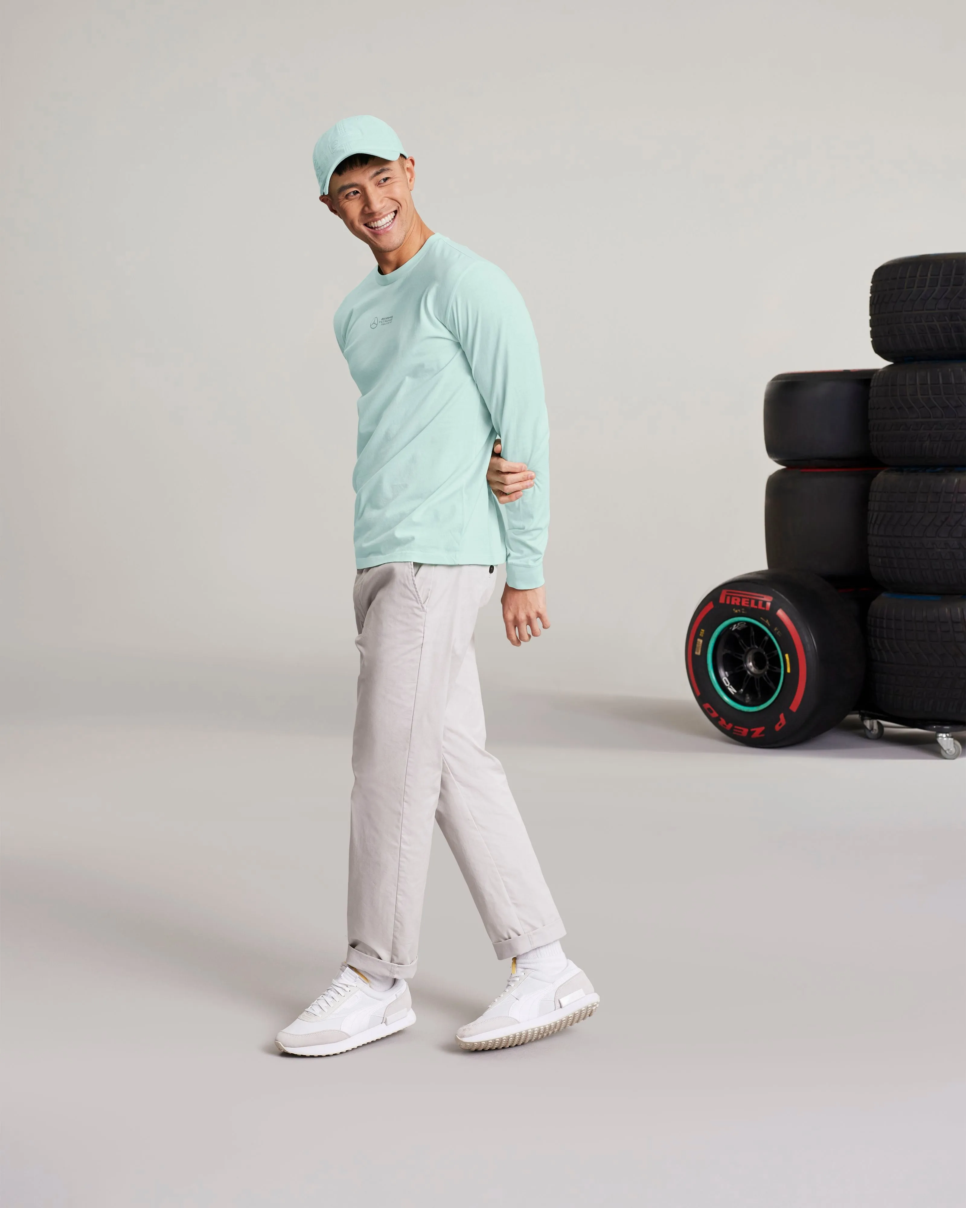 Mens Longsleeve Retro Tee Mint