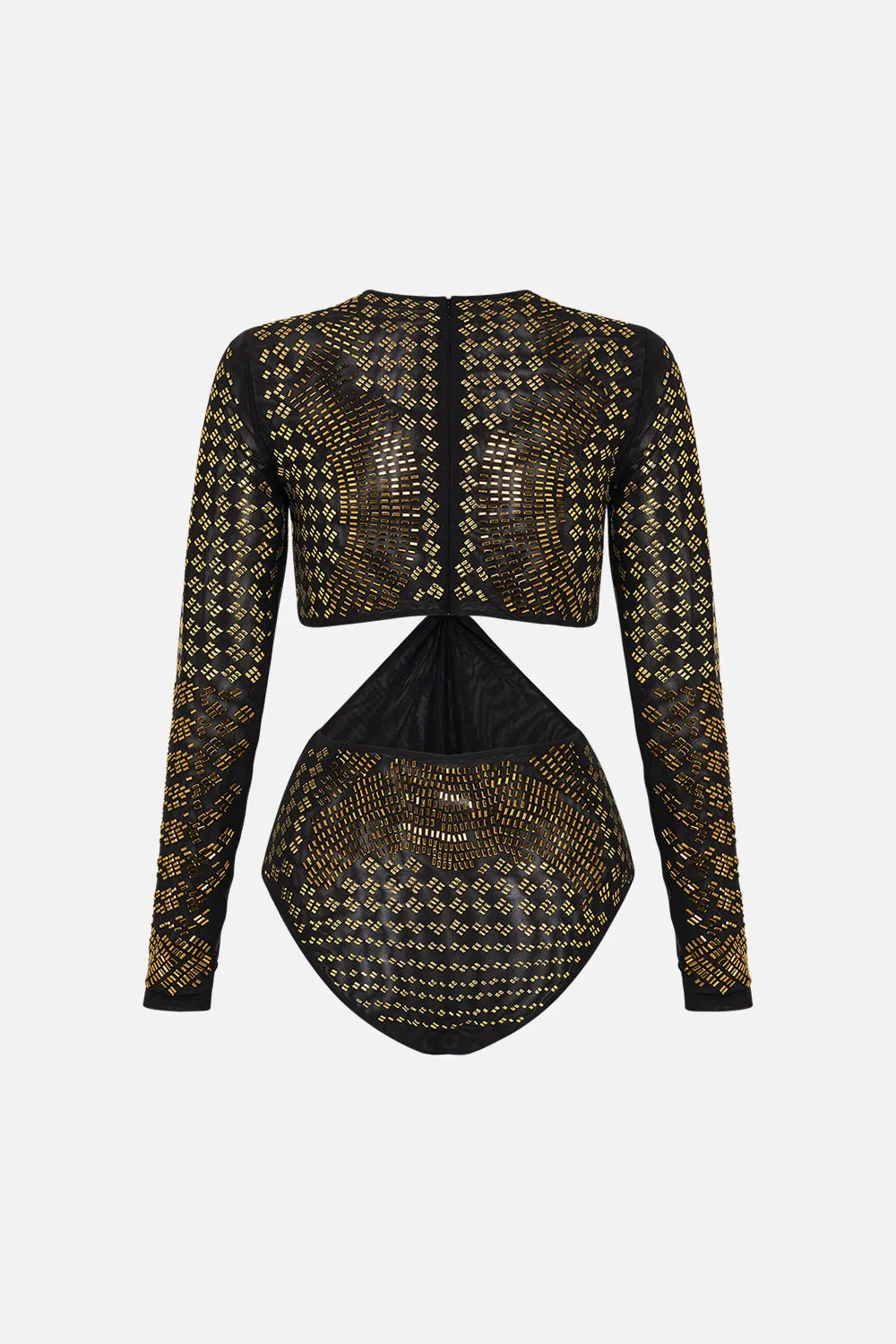 MESH CUT OUT BODYSUIT WITH TRIM THEY CALLED HER NEFERTARI