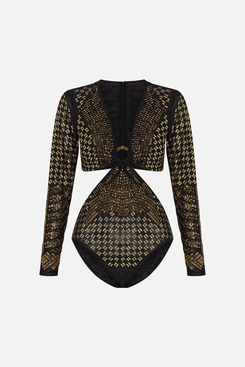 MESH CUT OUT BODYSUIT WITH TRIM THEY CALLED HER NEFERTARI