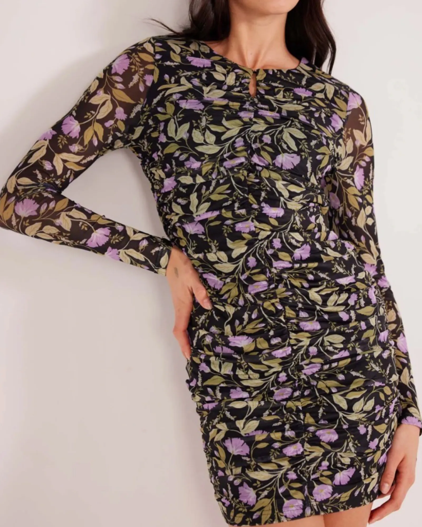 Mesh printed short dress