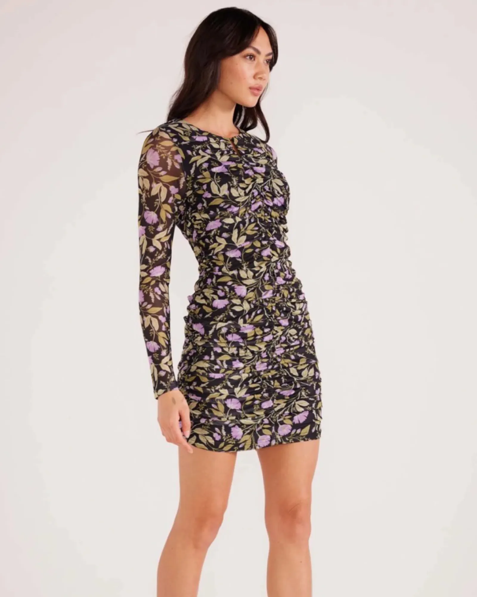 Mesh printed short dress