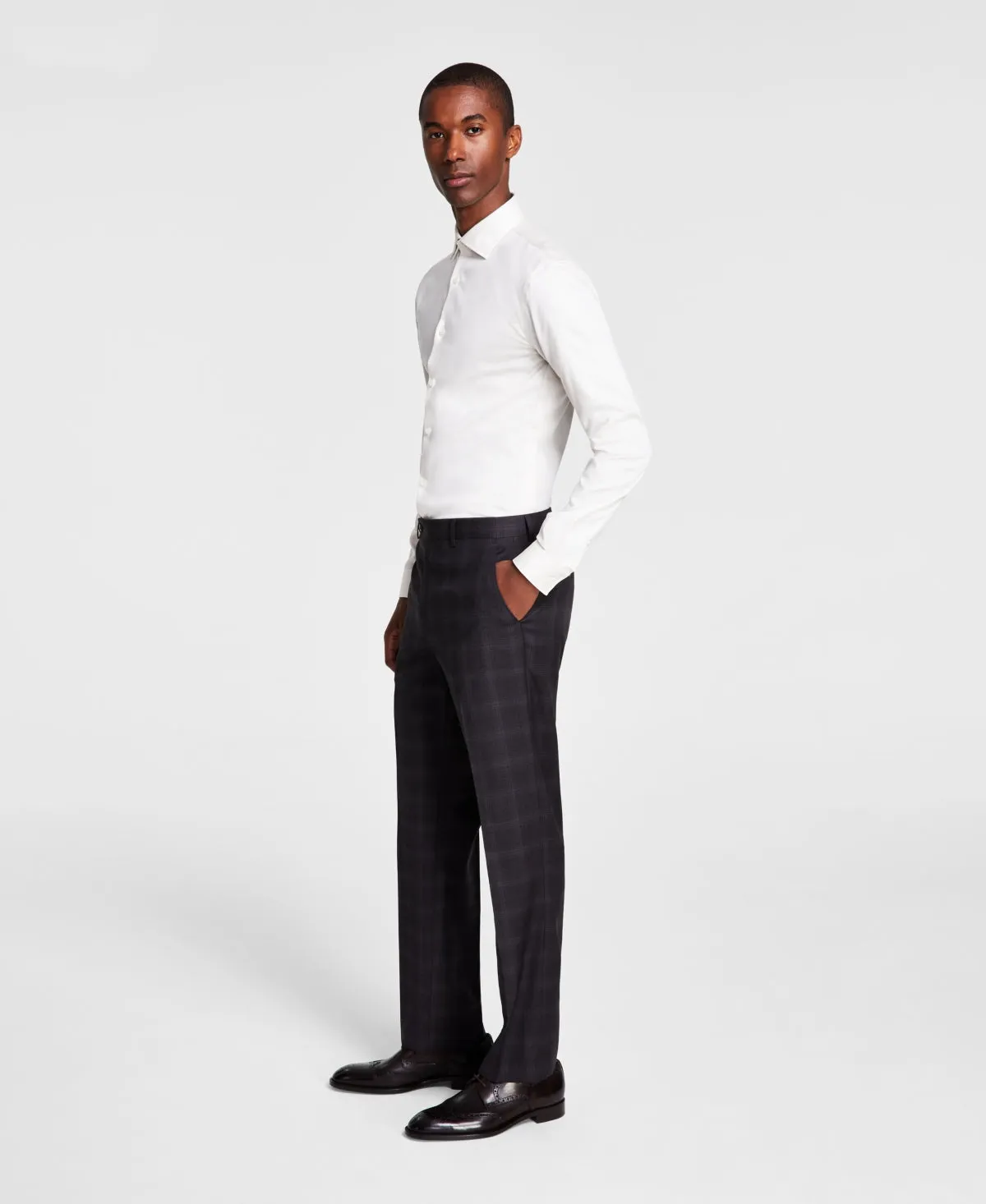 Michael Kors Mens Classic fit Dress Pants 38 / 34 Charcoal Grey Plaid