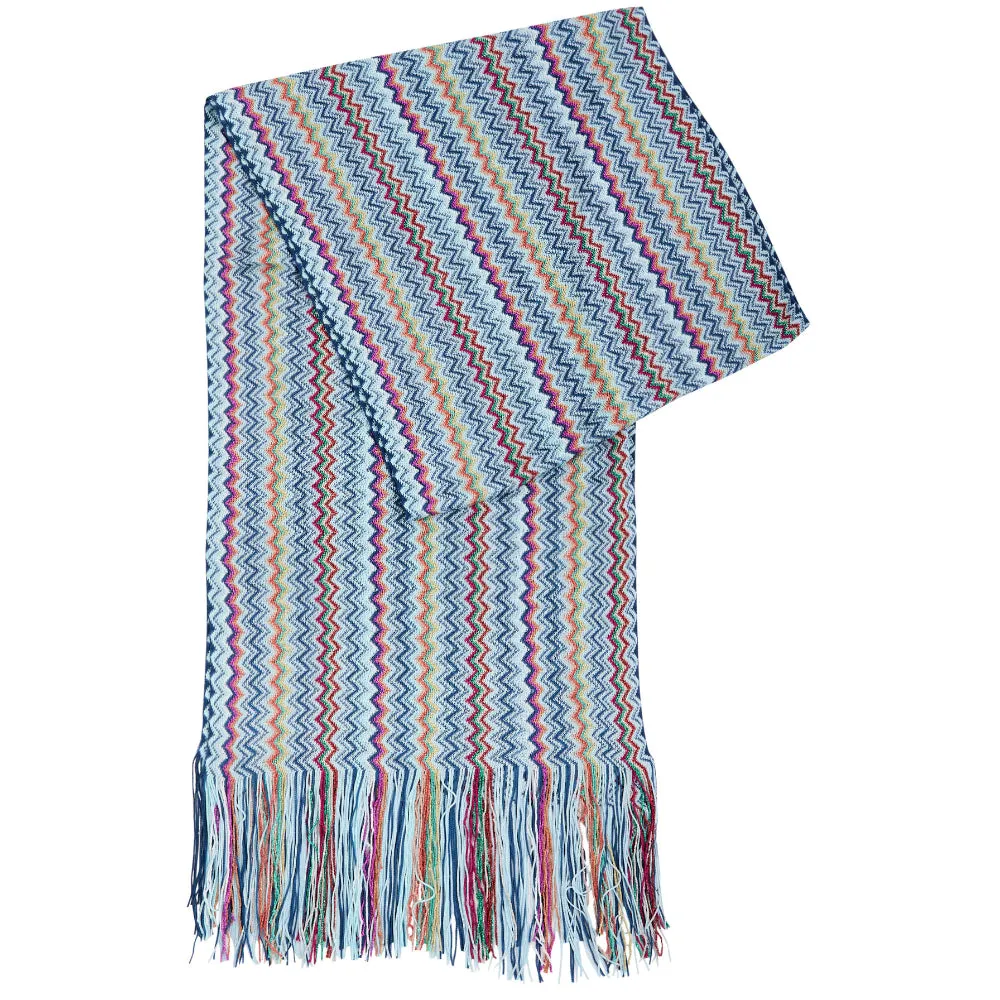 Missoni Zig Zag Pattern Scarf In Blue