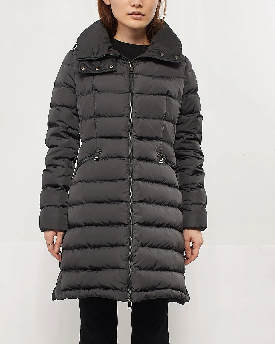Moncler Grey Down Flamette Coat - XS