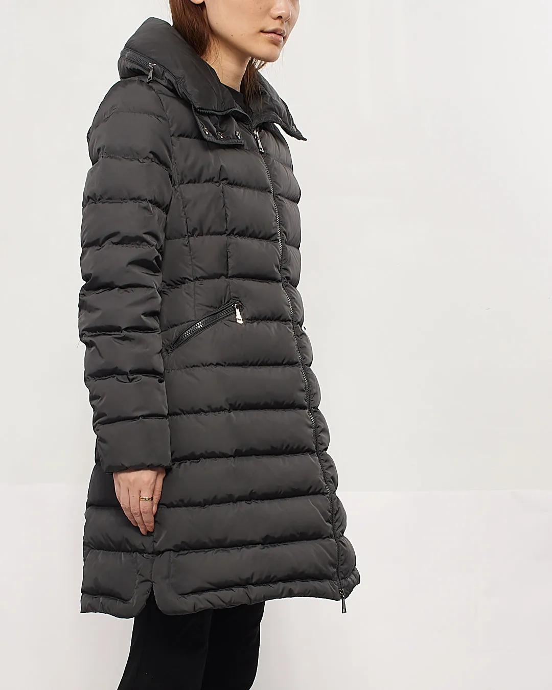 Moncler Grey Down Flamette Coat - XS