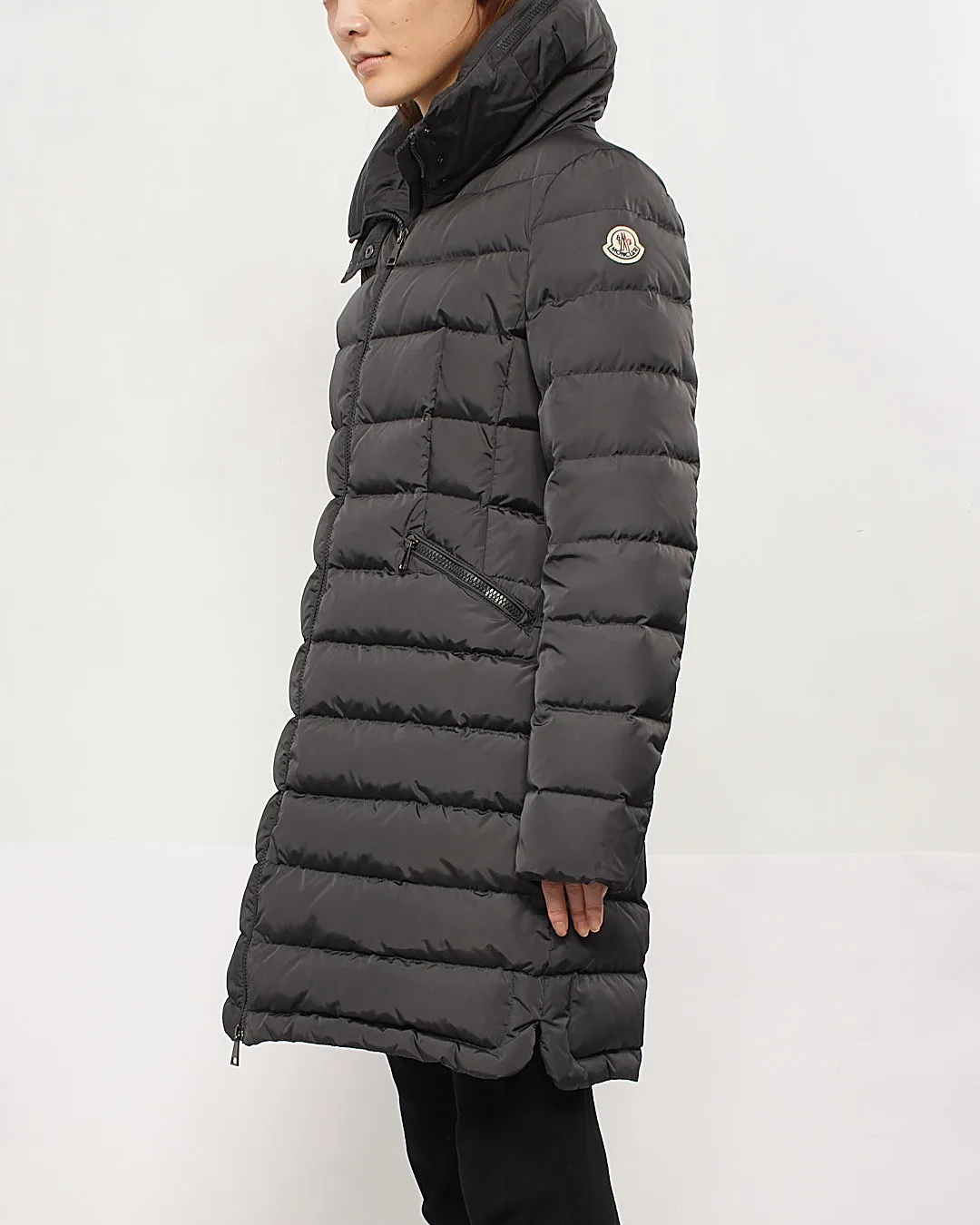Moncler Grey Down Flamette Coat - XS