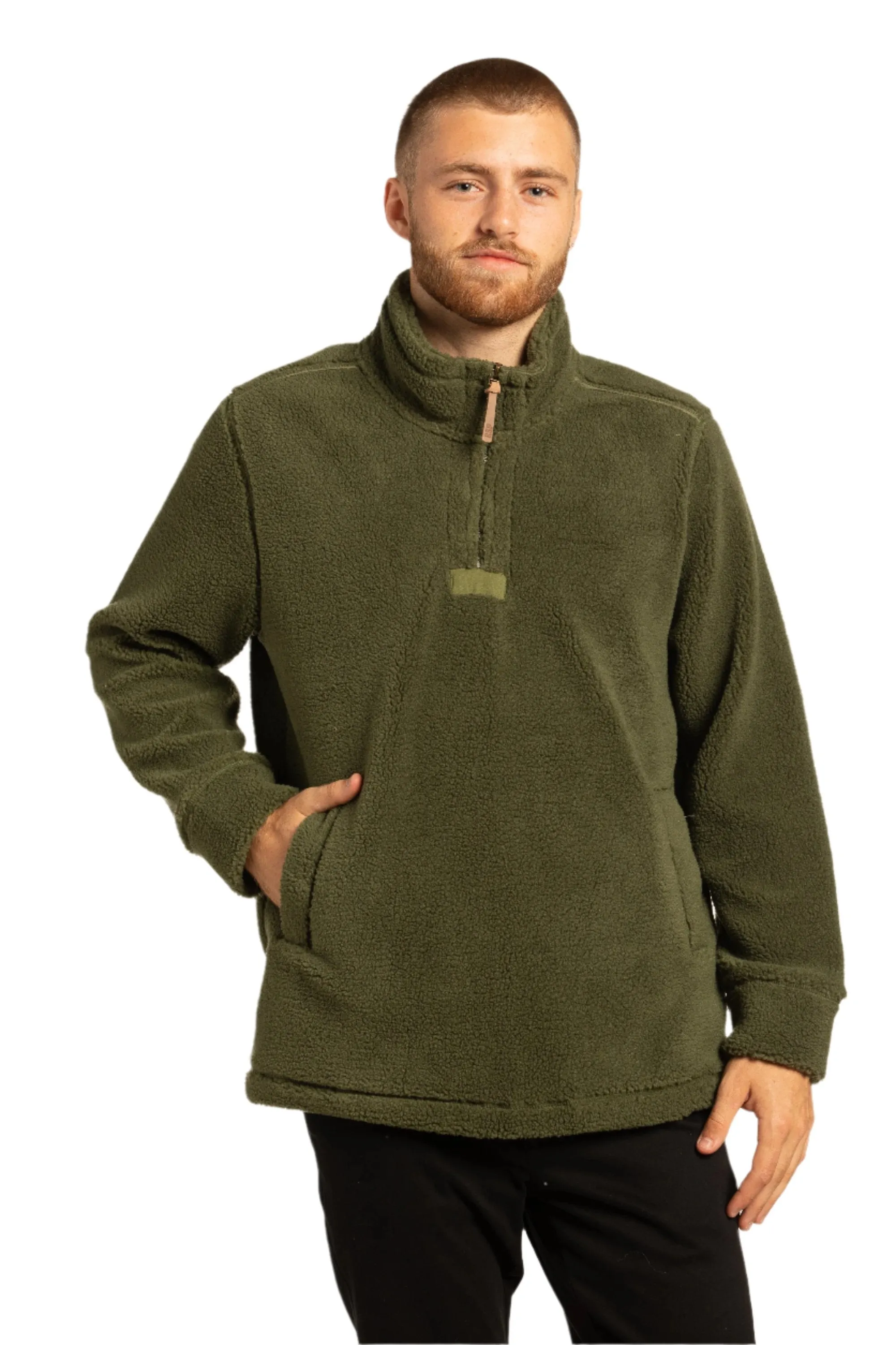 Newtownards 1/4 Top ECO Fleece Pullover in Loden Green