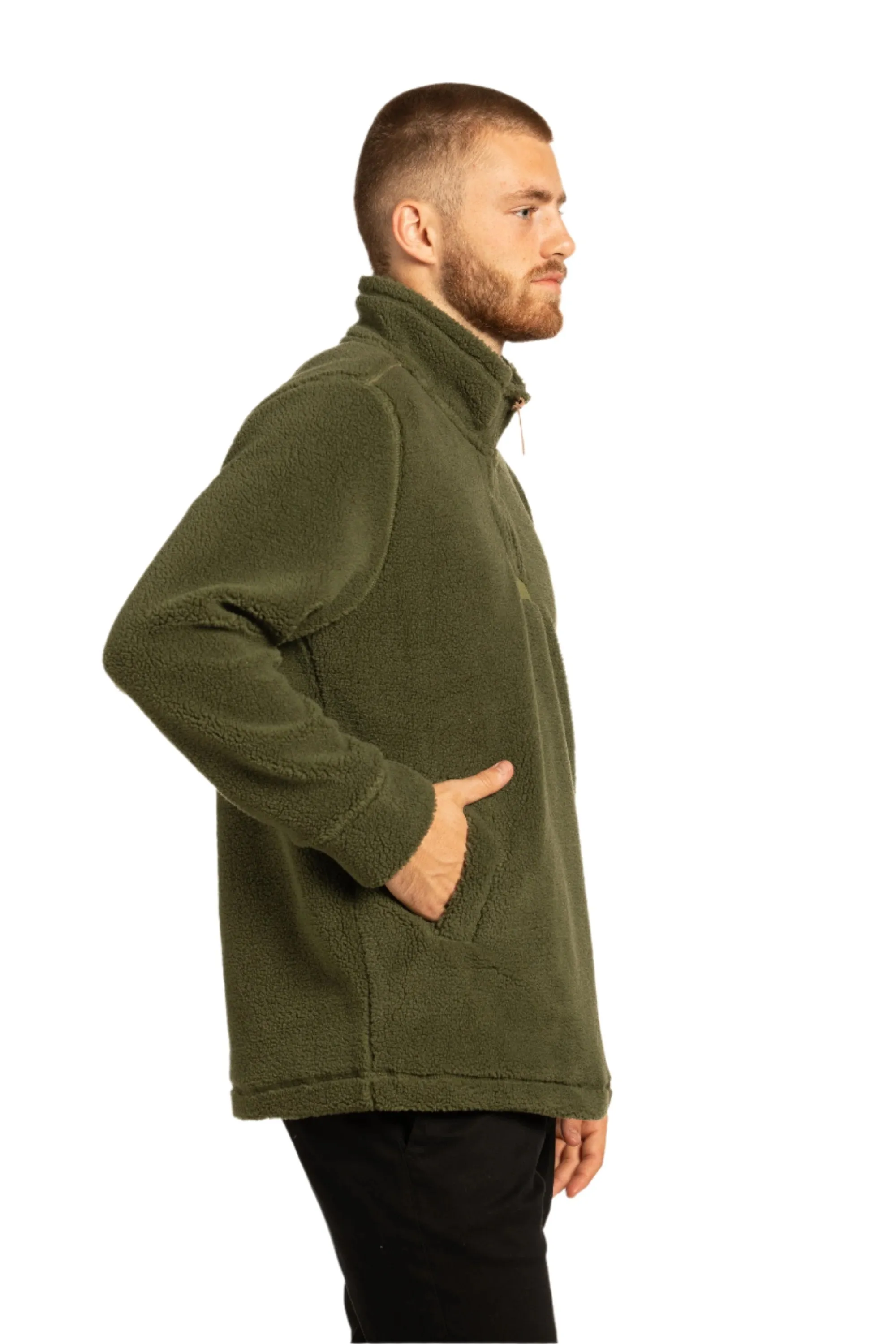 Newtownards 1/4 Top ECO Fleece Pullover in Loden Green