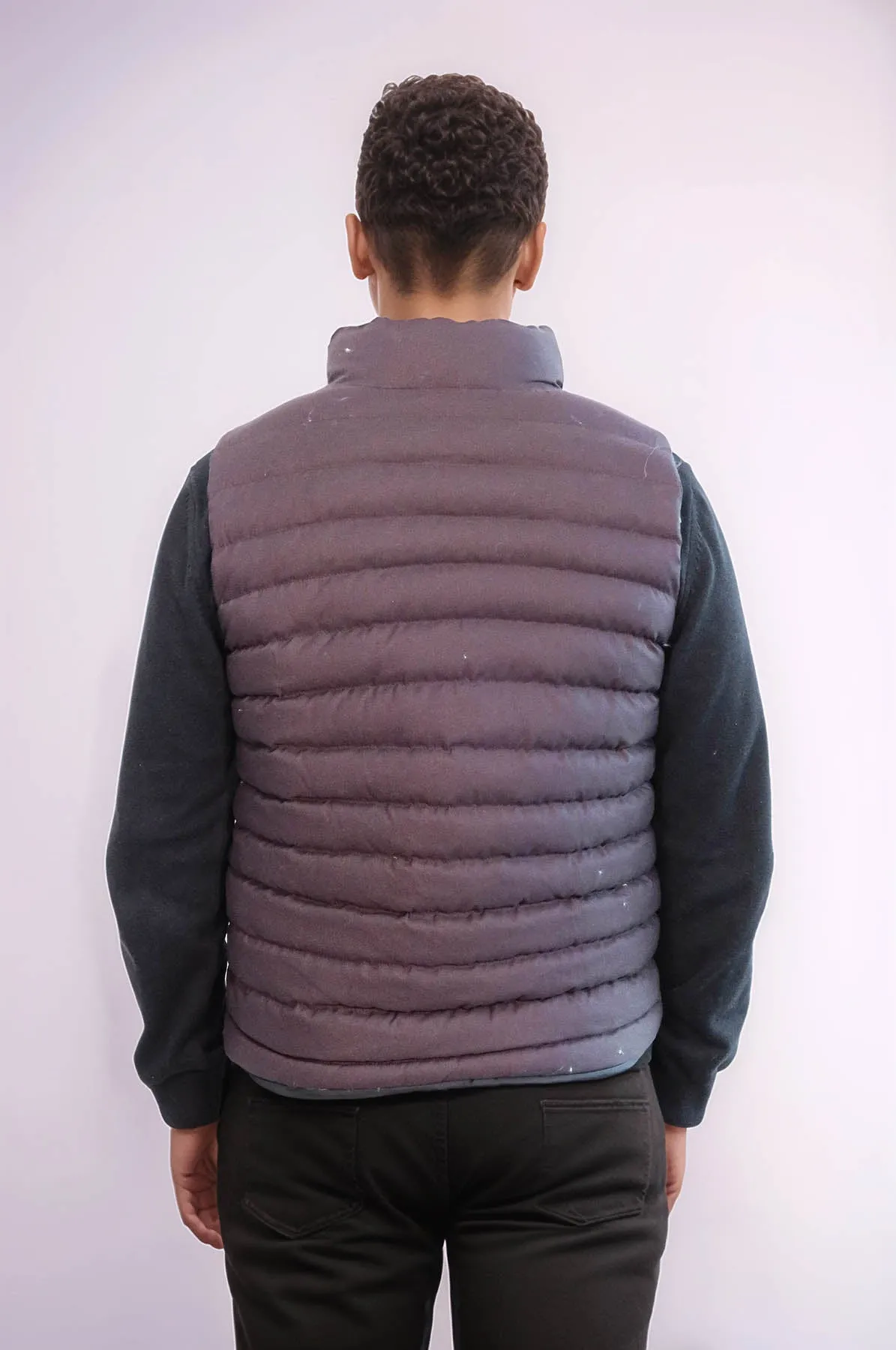 Reversible Puffer Brown Men Down Vest - Wessi