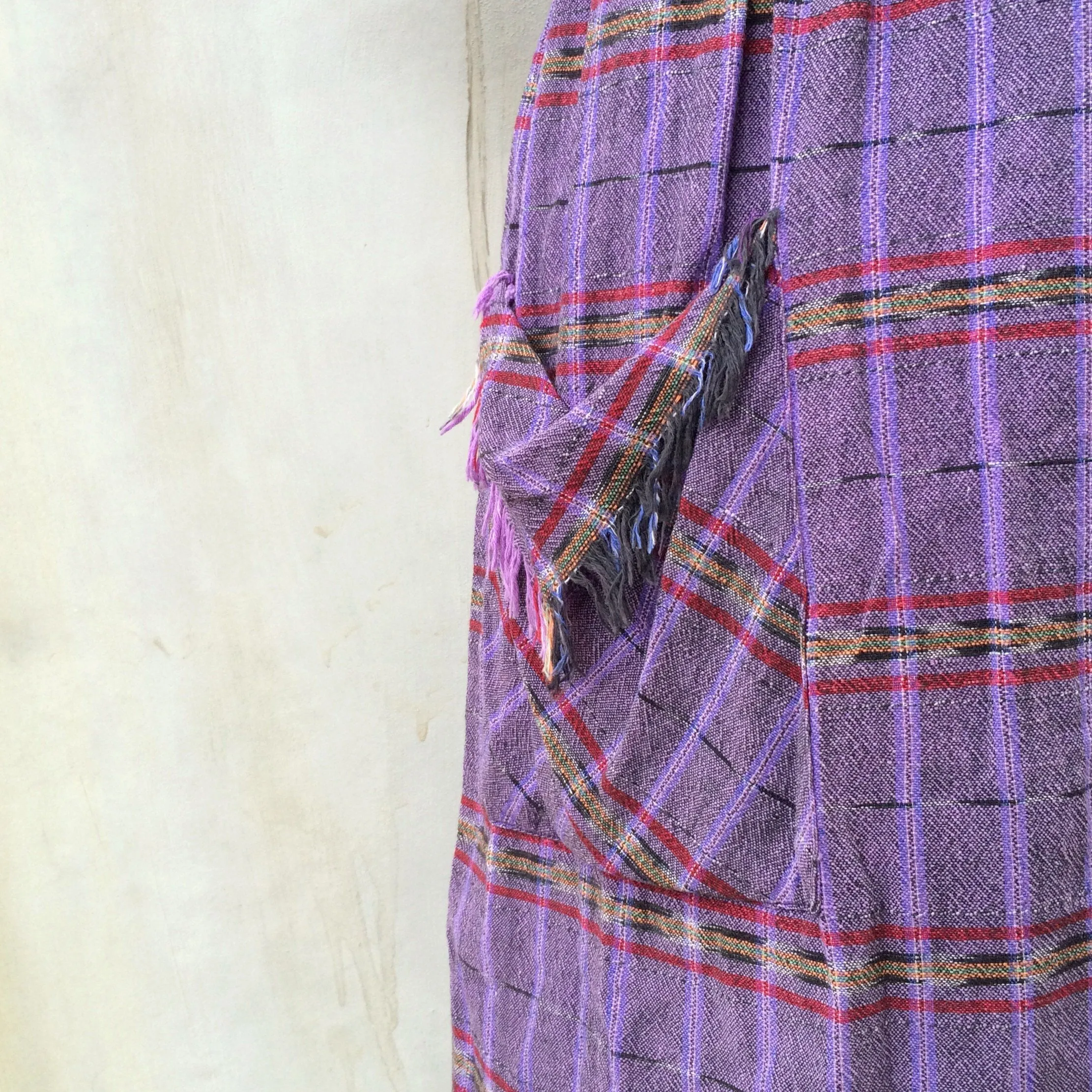 SALE! | Vintage 1980s 1990s tribal Ethnic fringe hems Day Dress with pockets