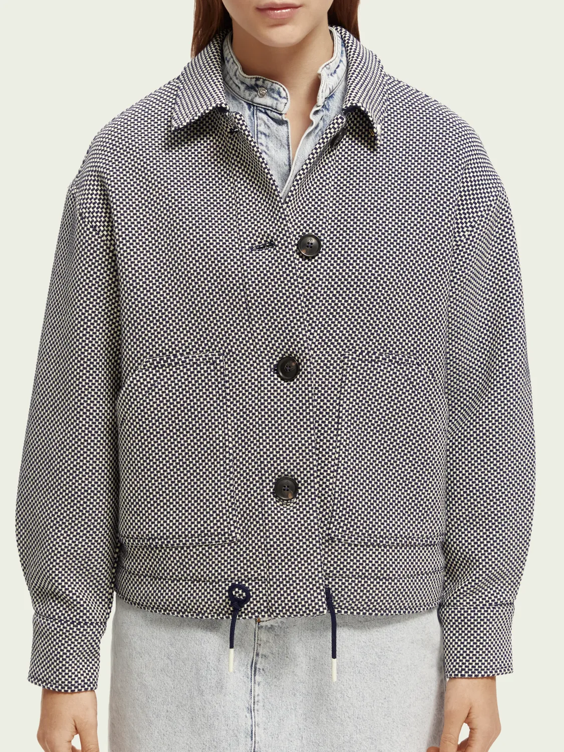 SAS-17088023PLM NAVY&WHITE JACKET