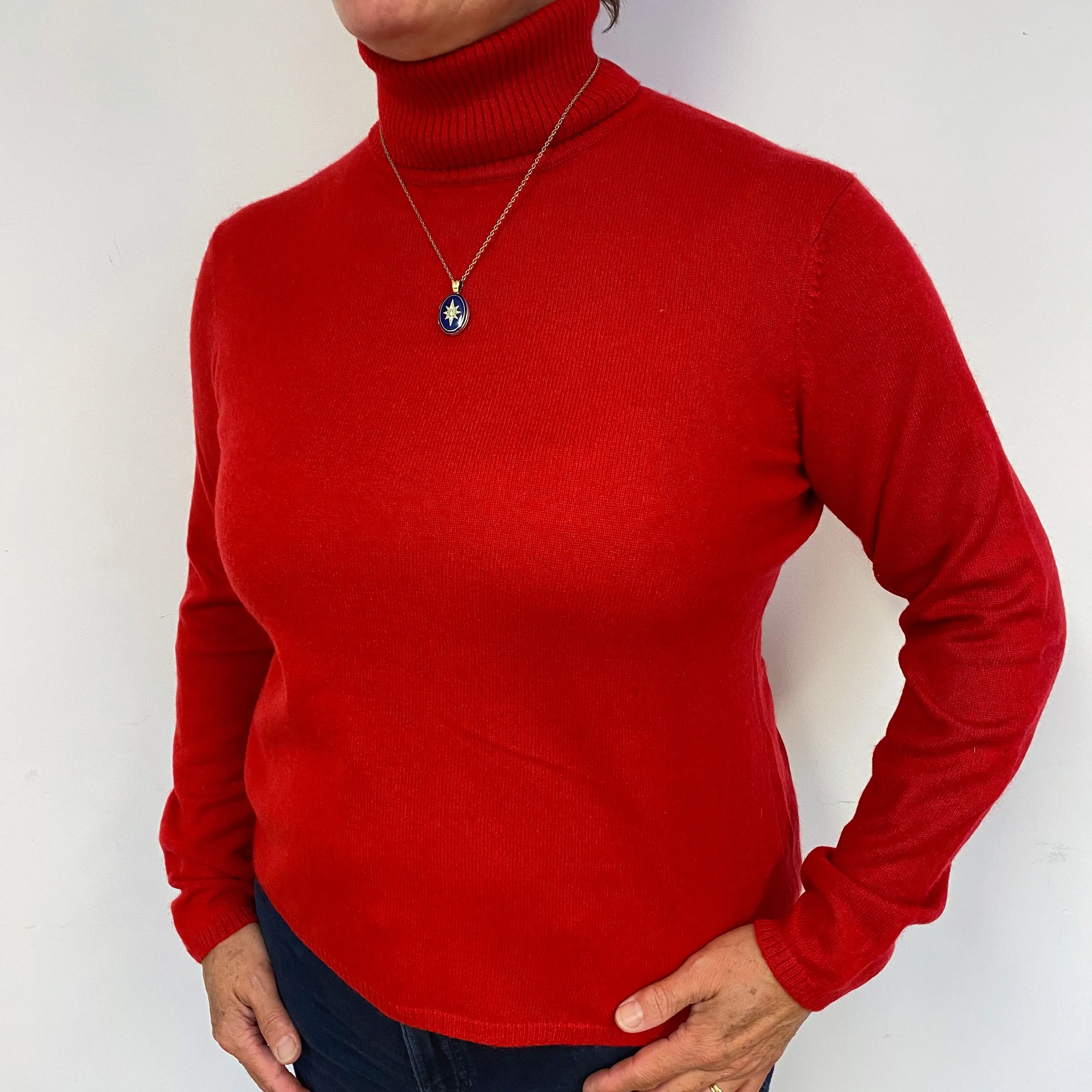 Scarlett Red Cashmere Polo Neck Jumper