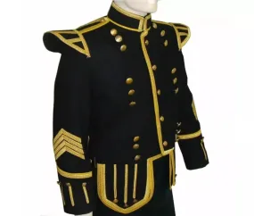 Scottish Men's Black Military Doublet Kilt Jacket - Highland Wedding Formal Kilt Jacket