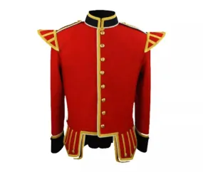 Scottish Men's Doublet Kilt Jacket - Highland Red Military Uniform Doublet Jacket