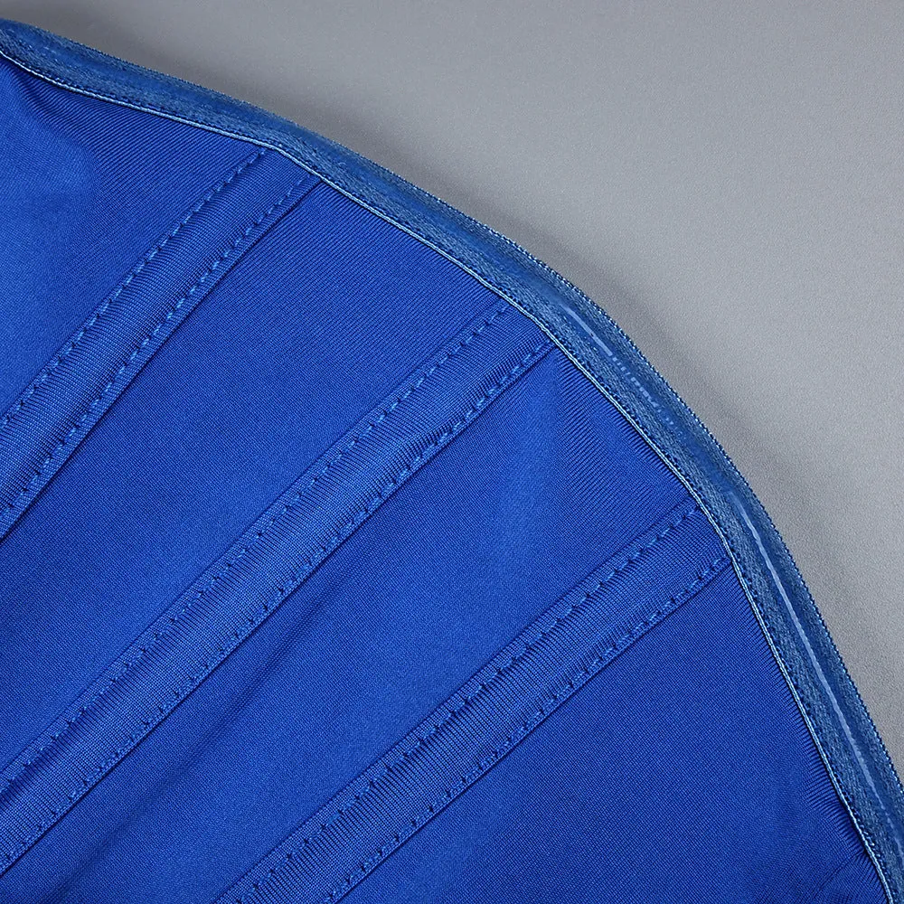 Sexy Halter Blue Tube Top Velvet Backless Evening Dress
