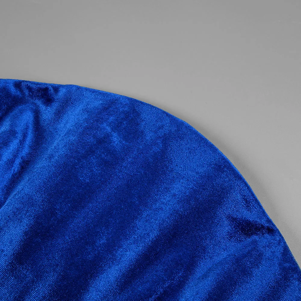 Sexy Halter Blue Tube Top Velvet Backless Evening Dress