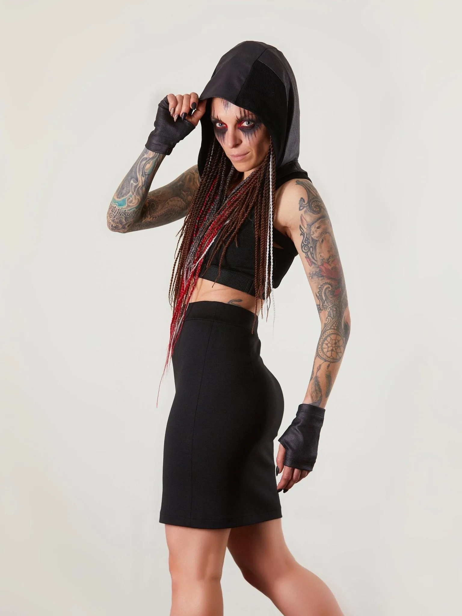 SK Black pencil skirt, high waist