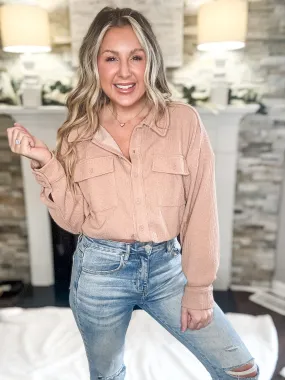 So Easy Blush Lightweight Textured Shacket