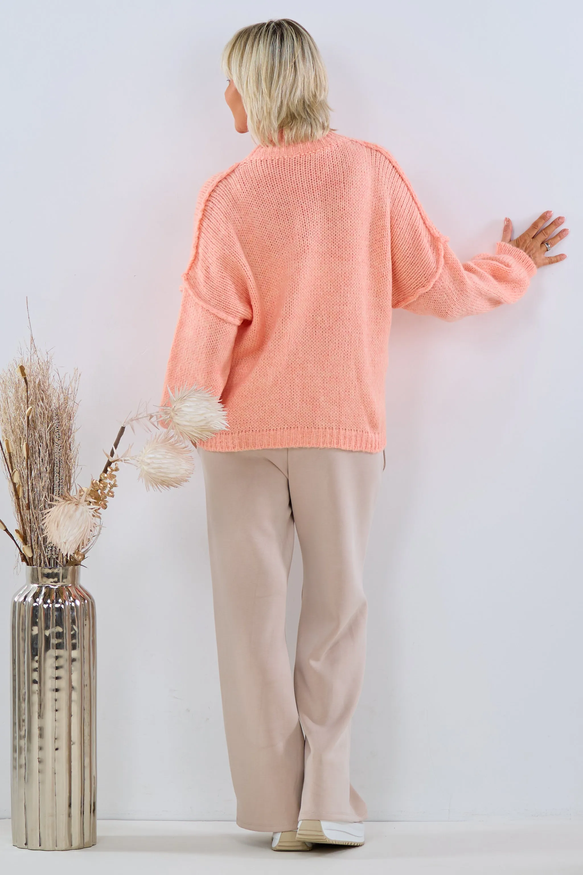 Strickpulli mit Turtleneck, apricot
