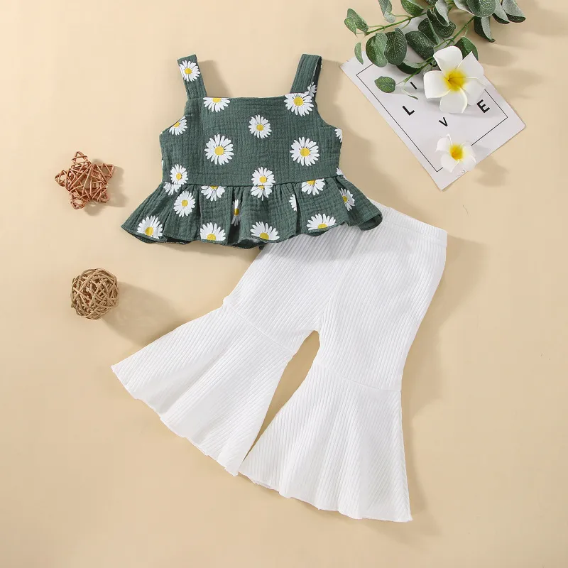 Sunflower Top and Flared Pants Set