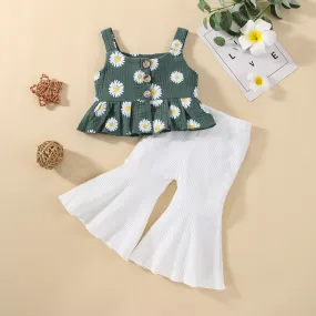Sunflower Top and Flared Pants Set