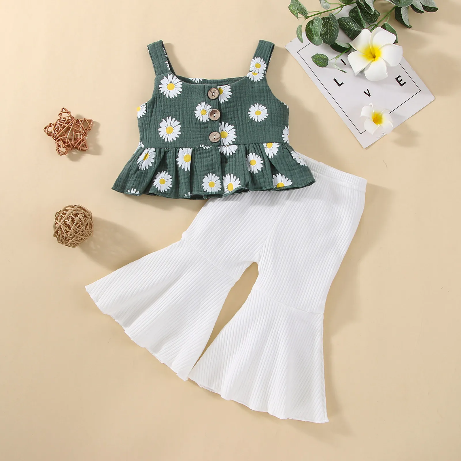 Sunflower Top and Flared Pants Set