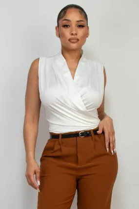 Surplice Sleeveless Bodysuit