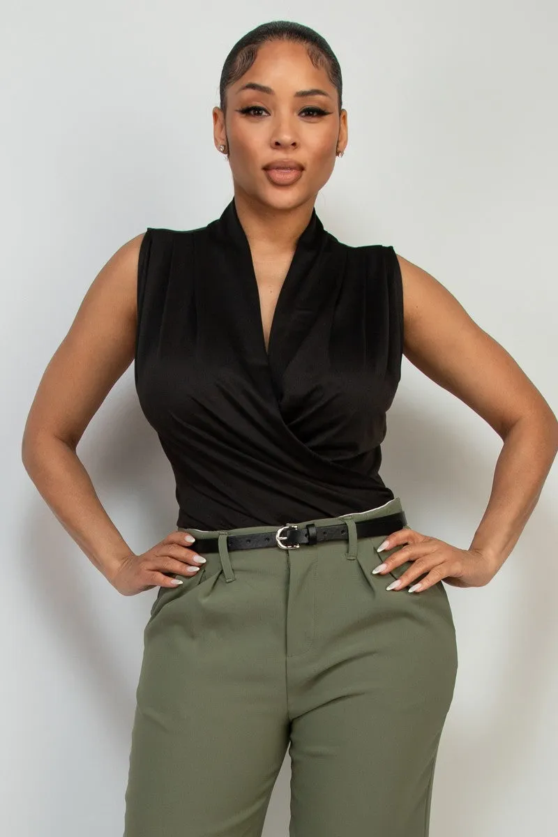 Surplice Sleeveless Bodysuit
