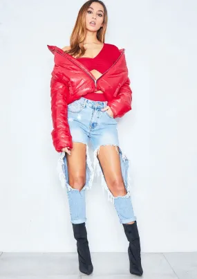 Talia Red Cut Out One Shoulder Bodysuit