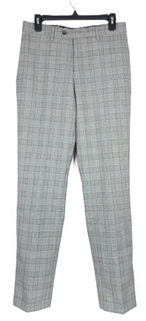 Tallia Mens Slim Fit Plaid Wool Suit Dress Pants Grey Brown 34 x 34