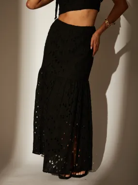 The ‘Delilah’ Black Broderie Maxi Skirt