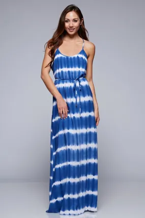 Tie Dye Sleeveless T Back Maxi Dress