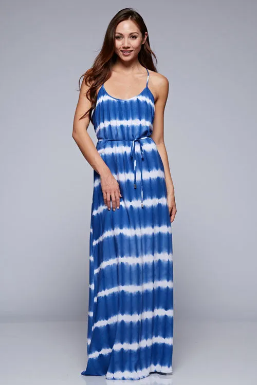 Tie Dye Sleeveless T Back Maxi Dress