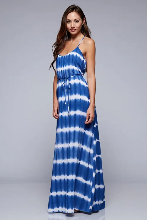 Tie Dye Sleeveless T Back Maxi Dress