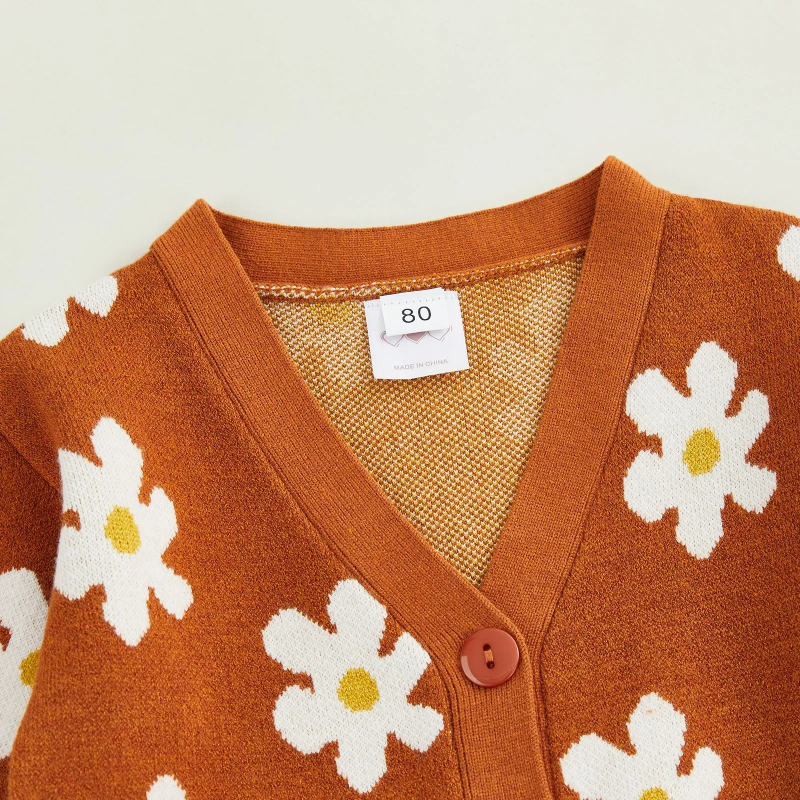 Toddlers Rustic Daisy Button Sweater