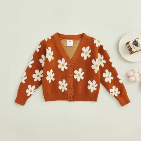 Toddlers Rustic Daisy Button Sweater