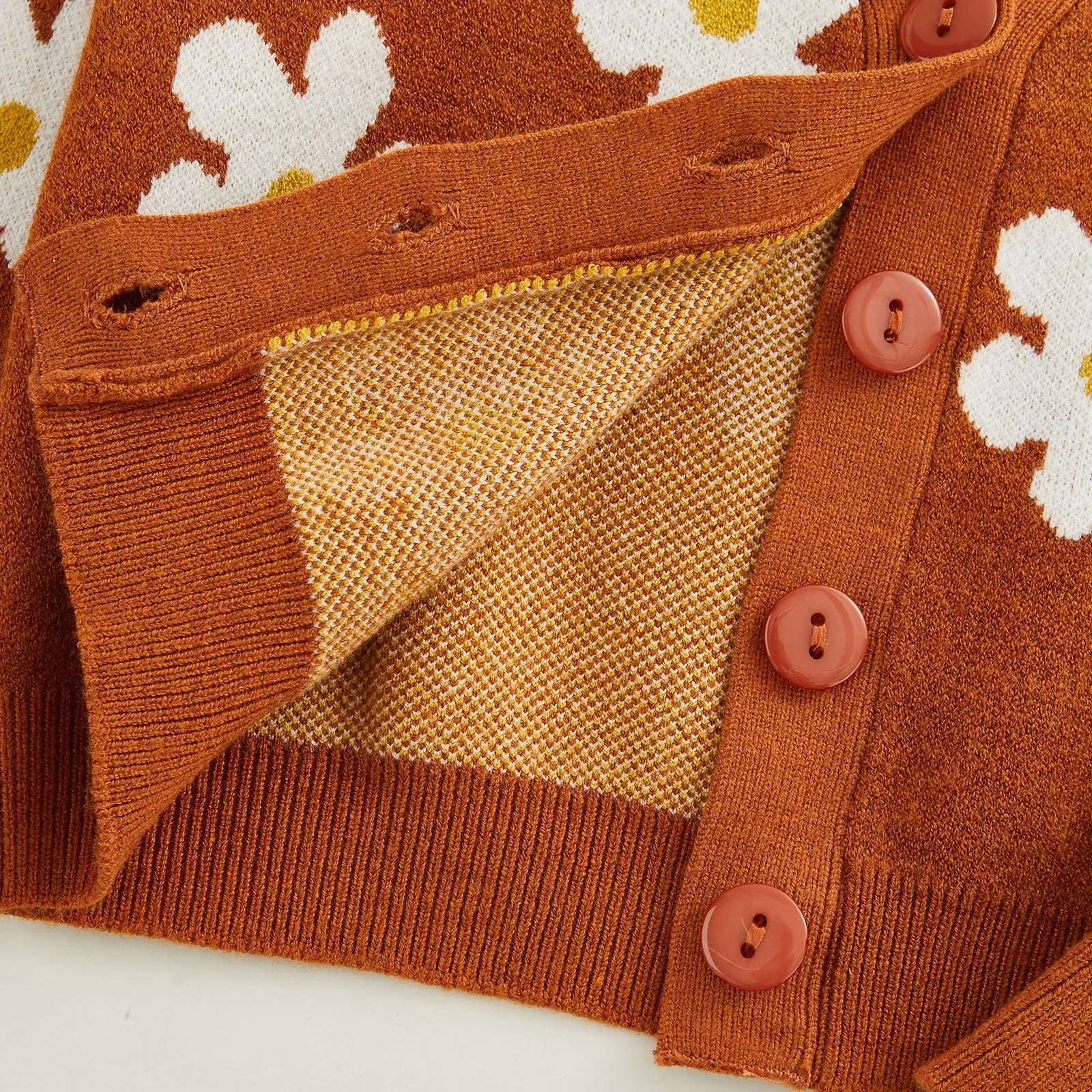 Toddlers Rustic Daisy Button Sweater