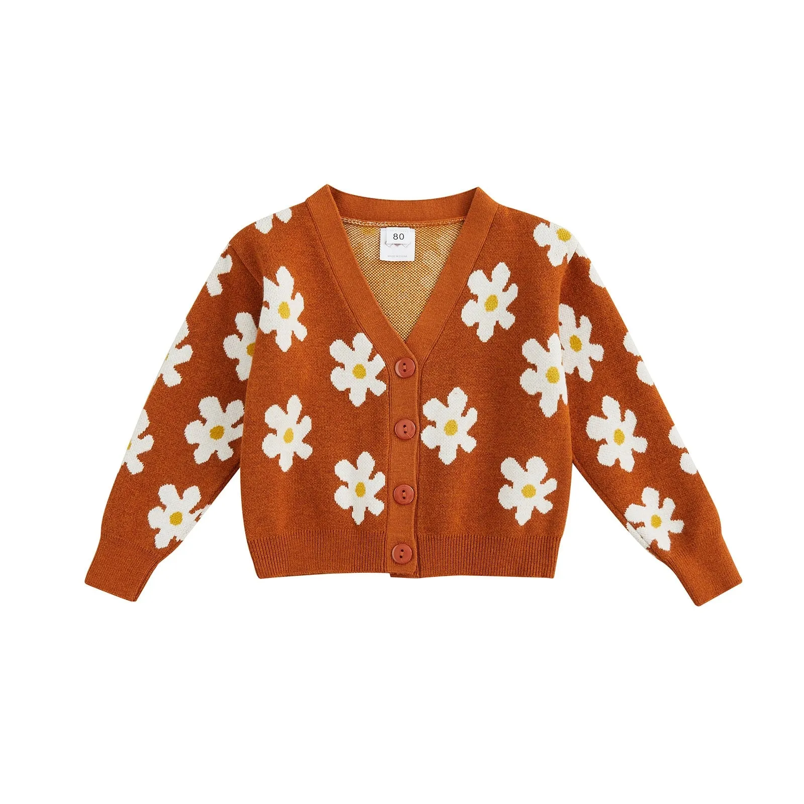 Toddlers Rustic Daisy Button Sweater