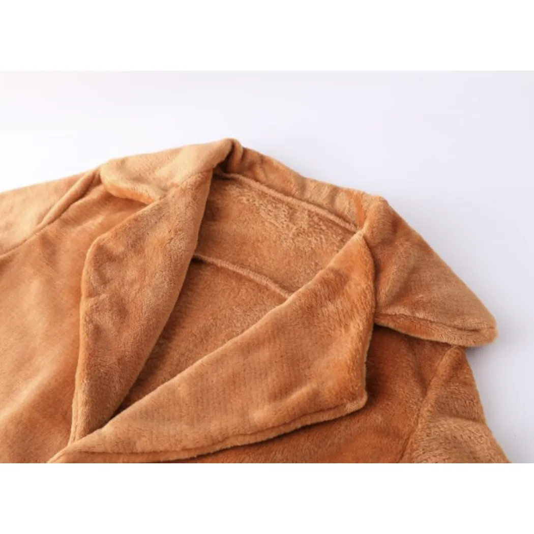 Turn Down Collar Soft Fur Coat