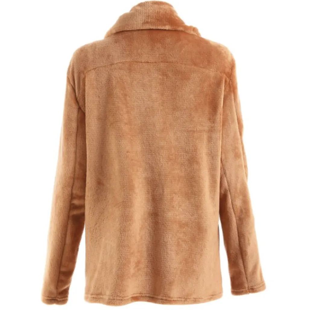 Turn Down Collar Soft Fur Coat