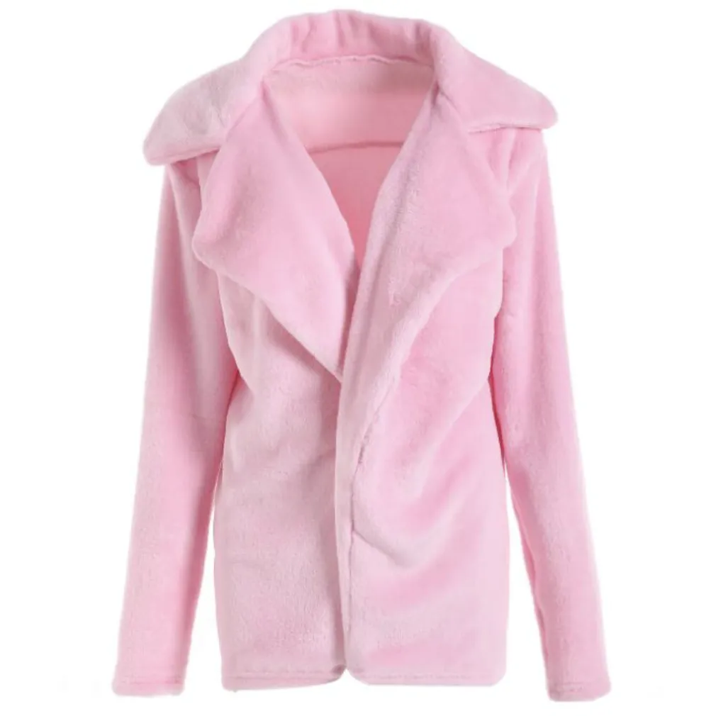 Turn Down Collar Soft Fur Coat